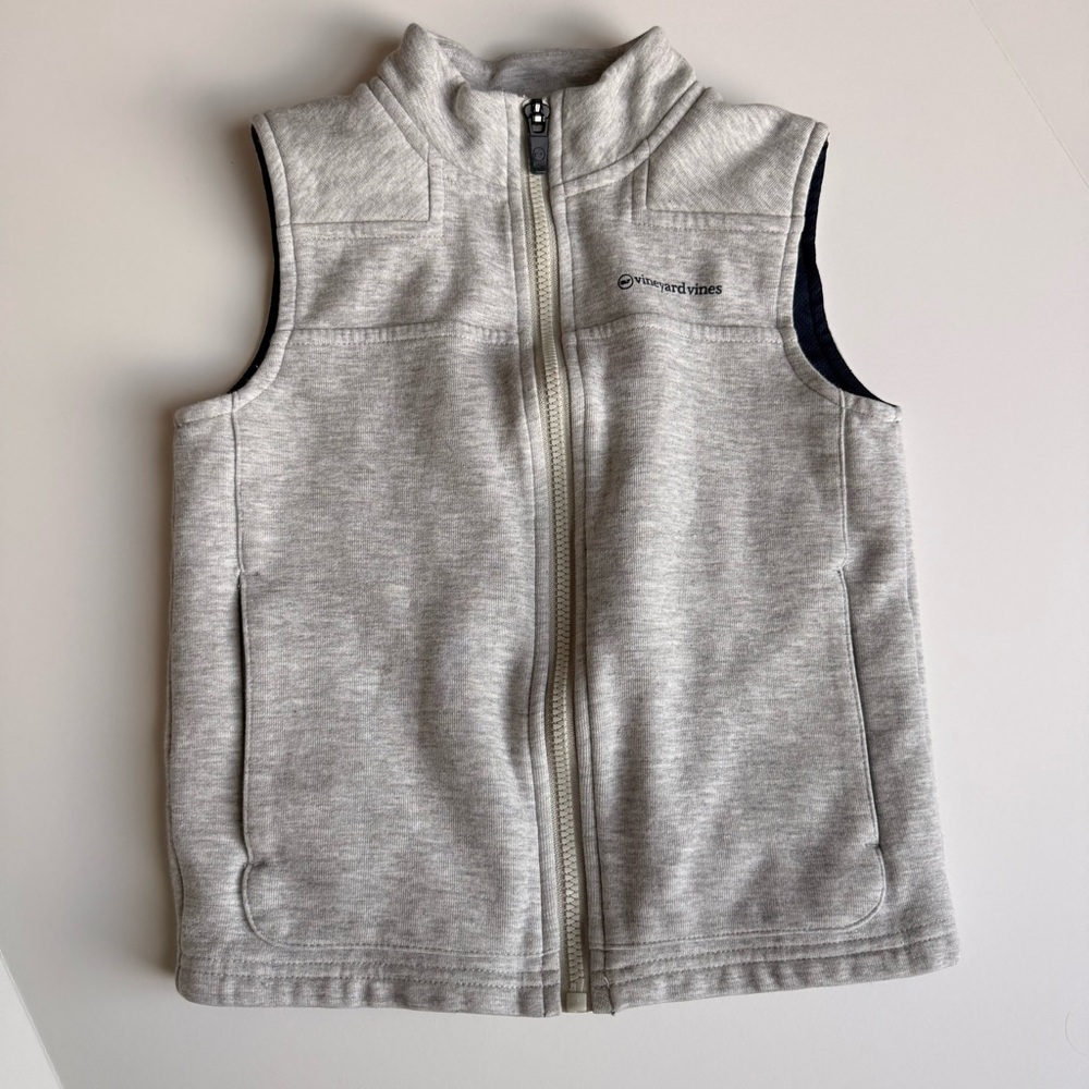 Vineyard Vines Kids Gray Zip Vest Size 6 Preppy Layer